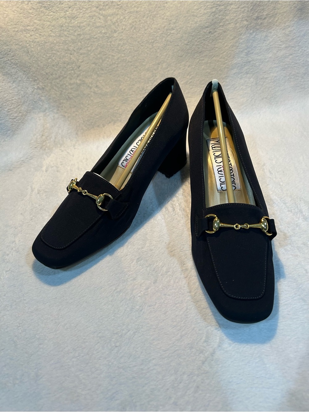 Vintage Mootsies Tootsies Heeled Horsebit Loafers Navy Size 6